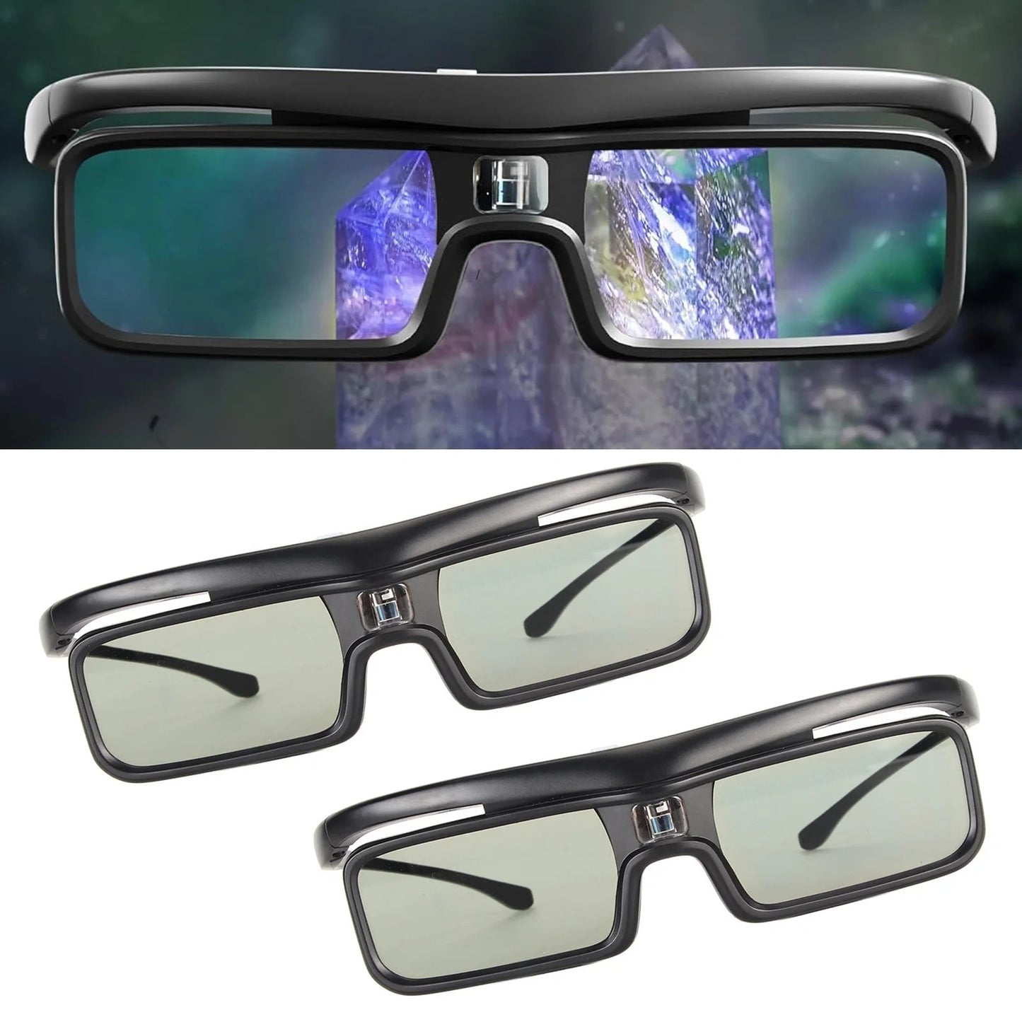 Vision3D Active Shutter 3D Glasses — 144Hz Refresh Rate, 178° Wide Viewing Angle, Rechargeable DLP Link for Home Theater Projectors