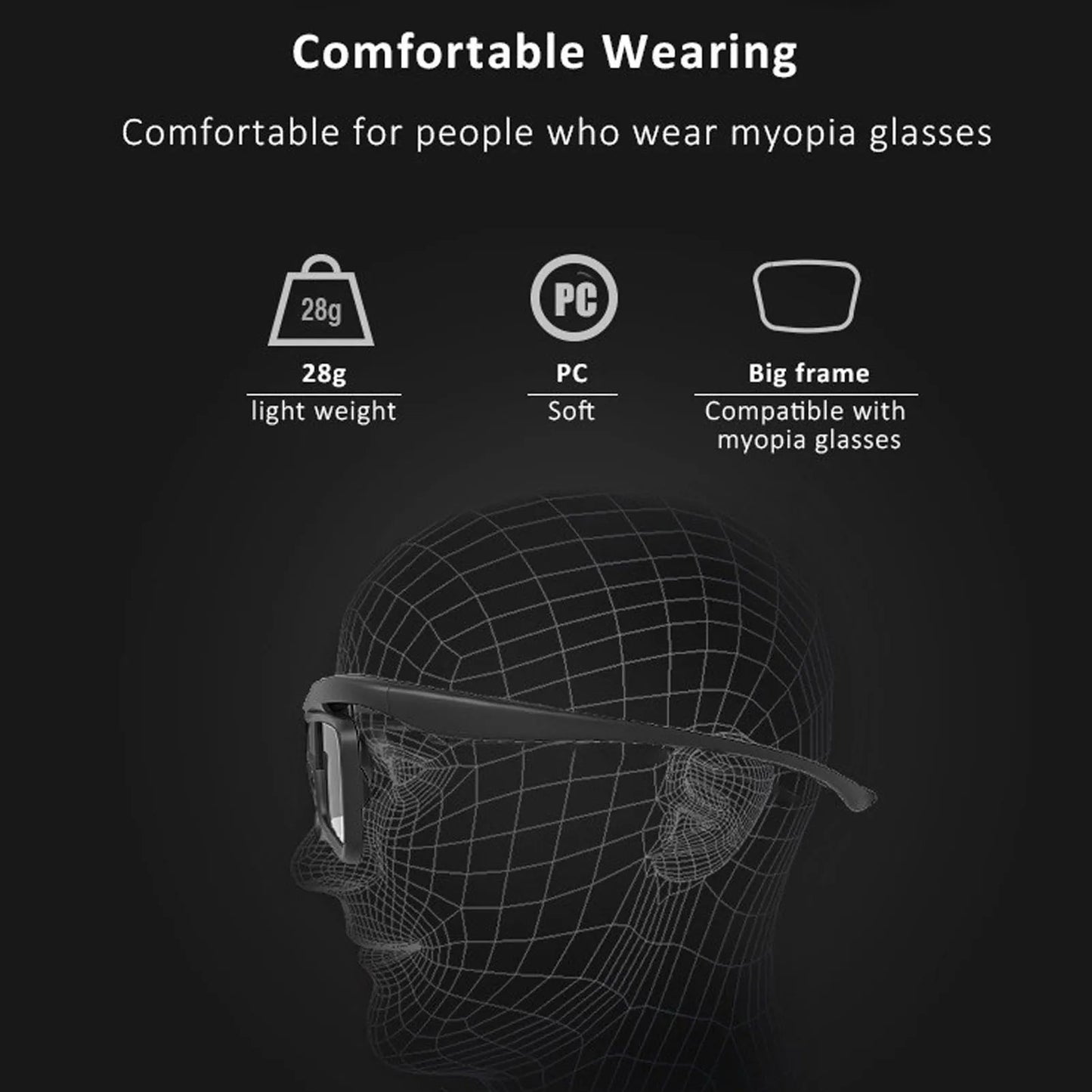 Vision3D Active Shutter 3D Glasses — 144Hz Refresh Rate, 178° Wide Viewing Angle, Rechargeable DLP Link for Home Theater Projectors